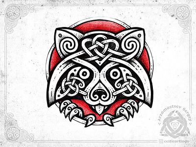 Tvättbjörn animal branding celtic design emblem irish knot logo ornament procreate raccoon sketch viking