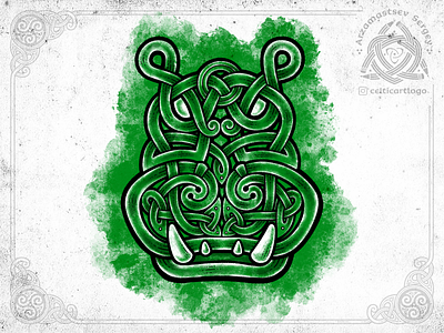 Green hippo animal celtic green hippo hippopotamus illustration knot knotwork ornament pencil sketch