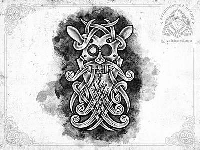 Mask beard celtic illustration irish knot knotwork mask norse norse mythology ornament pencil sketch viking