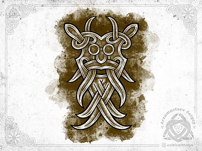 Runestone god mask beard celtic godmask illustration knot knotwork mask nord nordic norse odin ornament procreate sketch viking