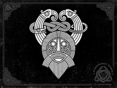 God mask, crows and snake archaeology bird celtic crow illustration knot knotwork norse norse mythology ornament raven serpent snake vector viking