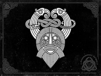 God mask, crows and snake archaeology bird celtic crow illustration knot knotwork norse norse mythology ornament raven serpent snake vector viking