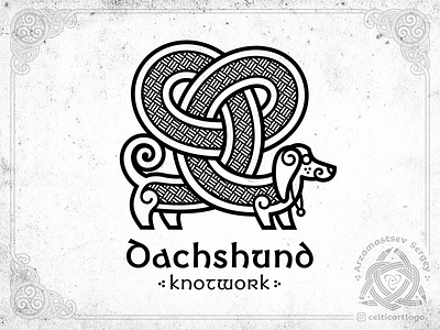 Dachshund knotwork animal brand branding celtic dachshund design dog emblem irish knot knotwork logo ornament vector viking