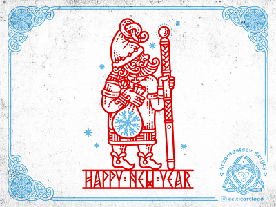 Ded moroz 2021 agishiyalm celtic design grandfather illustration irish knot knotwork new year norse north ornament santa viking