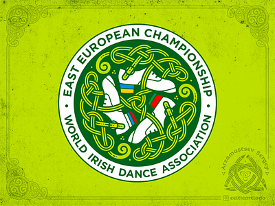 East European Championship branding celtic championship dance design emblem flags graphic design illustration irish irish dance irish dance championship knot knotwork logo ornament shoes vector