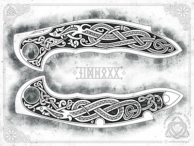 Nidhogg dragon - knife design celtic design dragon engraving illustration knife knot knotwork norse ornament procreate rune sketch viking