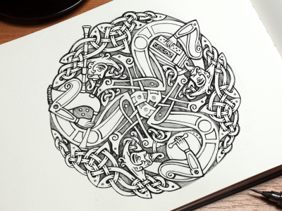 Celtic Musicians Union - Pencil Sketch celtic irish knot musicians ornament pencil sketch