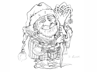 St. Nicholas - Pencil Sketch celtic christmas irish kilt knot pencil santa scottish sketch