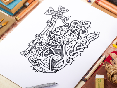 Vladimir emblem - Pencil Sketch celtic coatofarms emblem irish ornament pencil sketch vladimir