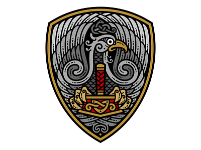 Celtic Eagle And Hammer bird celtic coatofarms eagle hammer shield
