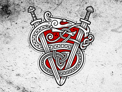 Art Monogram art celtic monogram snake sword viking