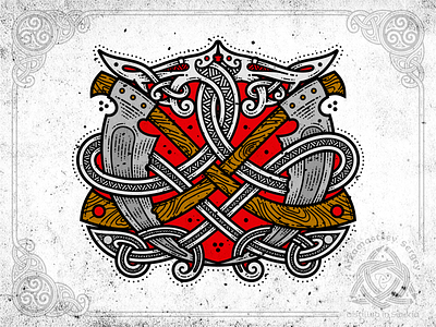 Scythe and snakes celtic celticart knotwork scythe snake vector viking