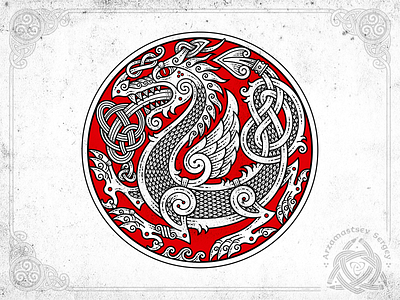 Dragon celtic design dragon emblem illustration irish knot ornament snake vector viking