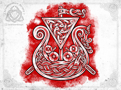 Viking ship animal celtic drakkar illustration irish knot knotwork ornament pencil procreate ship sketch snake viking
