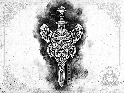 GiantMouse Knives animal celtic design emblem illustration knives knot knotwork mouse ornament pencil procreate sword viking