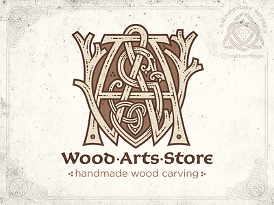 WoodArtsStore celtic coreldraw design emblem illustration irish knot knotwork logo monogram norse ornament serpent snake vector viking