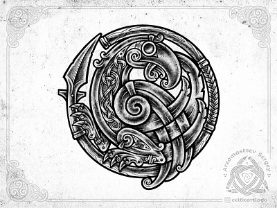 Raven & spear bird celtic corbie gungnir gungnir illustration irish knot knotwork mythology norse ornament pencil procreate rawen sketch spear viking