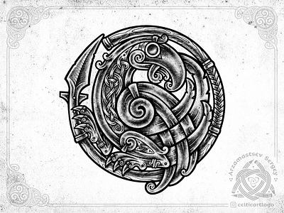 Raven & spear bird celtic corbie gungnir gungnir illustration irish knot knotwork mythology norse ornament pencil procreate rawen sketch spear viking