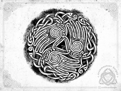 the Oath - triskelion hands celtic emblem handbreadth hands illustration irish knot knotwork logo oath ornament pencil sketch triskele triskelion