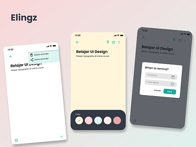 "Elingz" reminder app 2 app branding design icon illustration typography ui ux vector