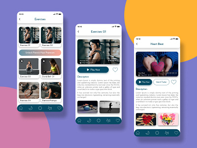 Fitness Mobile App UI animation app design cardio clean creative design exercise fitness gym health ios jogging mobile app ui sport training ui ux weight workout yoga