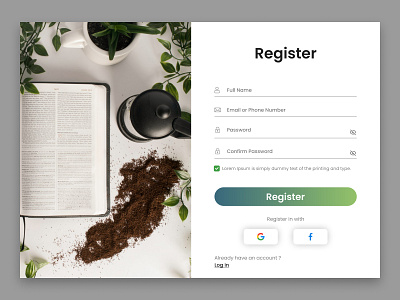 Register website page UI