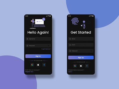 Sign in, Sign up, Login, Mobile UI by Zahidul Hossain on Dribbble