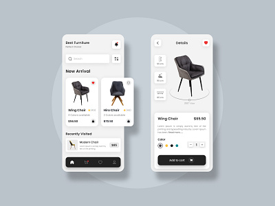 Furniture Shop App app app design chair clean decoration design ecommerce furniture furniture app interior ios minimalist mobile design online shop product design shopping sofa table ui ux