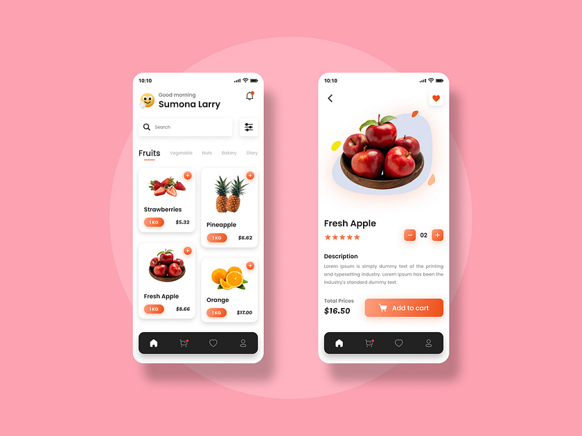 Fruit Mobile App UI by Zahidul Hossain on Dribbble