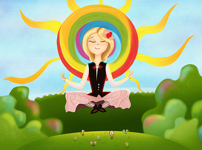 Harmony girl | Solstice 2dart childrenillustration digitalart girl girlandnature harmony illustration illustrator nature solstice stylization womenillustration yoga