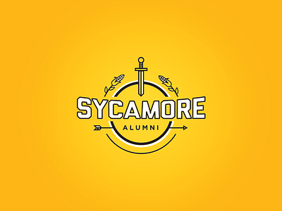 Sycamore Cross Country | Alumni Logo Branding branding corn icon illinois lines logo running sword thin track yellow