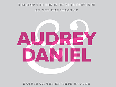 Summer Wedding Invitations ampersand gray overlay pink print proxima type wedding