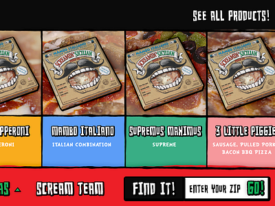 Unused Screamin' Sicilian Menu grid grunge illustration menu pizza products screamin sicilian web