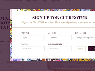 Newsletter Sign Up form lust modal newsletter pop up purple web