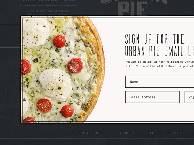 Email Signup chalk design hand lettering modal pizza web window