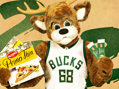 Milwaukee Bucks Pizza Promo bucks gradient halftone mascot milwaukee nba pizza web