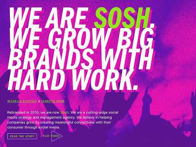 Unused Sosh Single Page App Site design feed neon news purple single page social spa vertical web