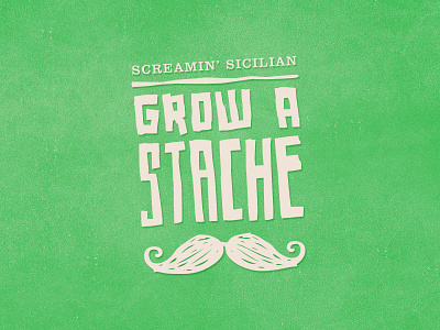 Grow a 'Stache custom icon logo mustache typography web wordmark