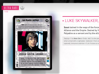 Luke Skywalker, Jedi Knight | Star Wars CCG WIP ccg star wars typekit typography ui ux web app web design