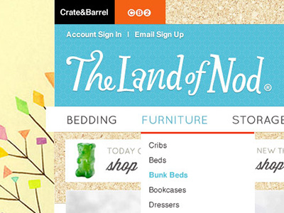 Land of Nod Website Refresh crate and barrel design home page land of nod large retail ui web