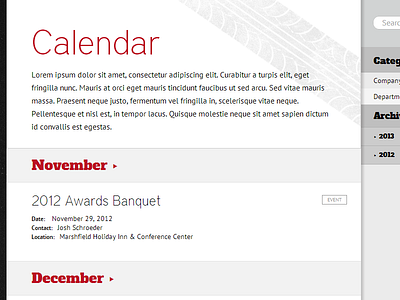 Calendar & Event Listing WIP calendar design events list slab typography ui ux web design website