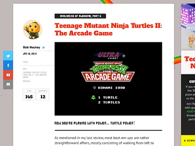 Retronauts New Blog Entry 8bit arcade blog design meta news pixel retro tmnt typography ui wed