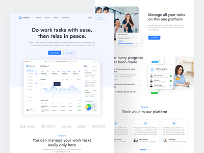 Taskmark - Task Management Landing Page branding clean design landing page management neat and clean software task task management ui uiux ux