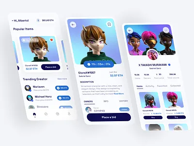 NFT Marketplace - Mobile Apps app clean design glowing great marketplace mobile app neat nft nft app nft apps nft marketplace nft mobile nft mobile app ui uiux ux