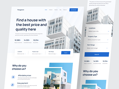 Panggenan - Real Estate Landing Page architecture building clean estate flat house house finder landing page minimal minimalist mortage neat property listing property website real real estate residence ui web website