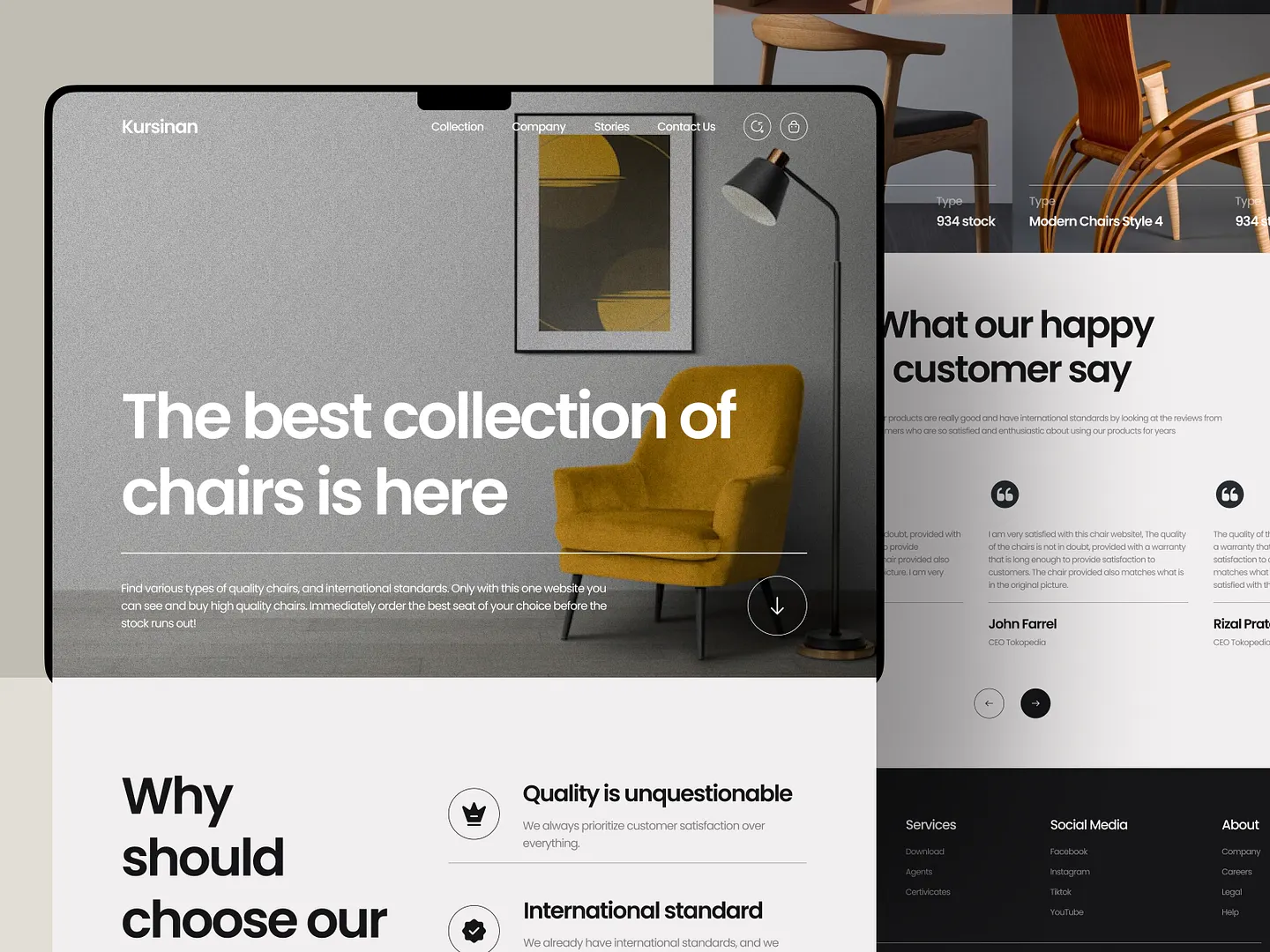 Modern Furniture Website Design: Kursinan Landing Page