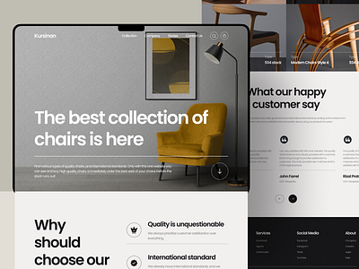 Kursinan - Furniture Landing Page branding design e commerce furniture furniture landing page furniture web furniture website home landing page landing page design minimalist store ui ui design ui landing page uiux web web design website