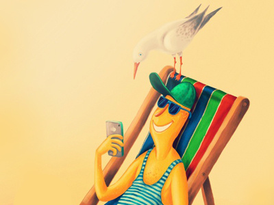 Bird bank beach bird phone relax