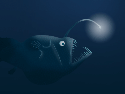 Error page concept: Abyssal fish (details & animation) 404 abyssal fish animation concept error page gif illustration light nature