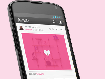 Dribbble for Android - Shot android app comment dribbble like pink profile search